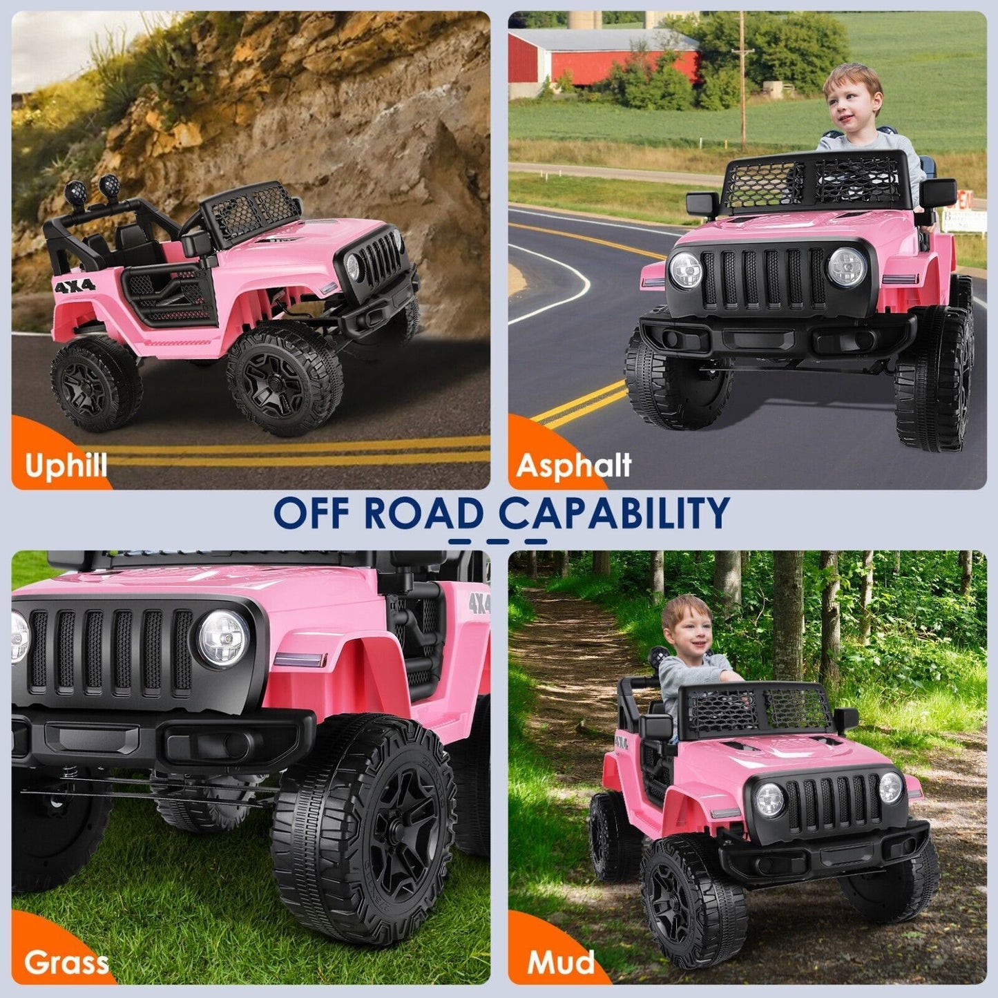 12V/24V Electric Kids Ride On Jeep with Music and Remote Control - A+ Quality