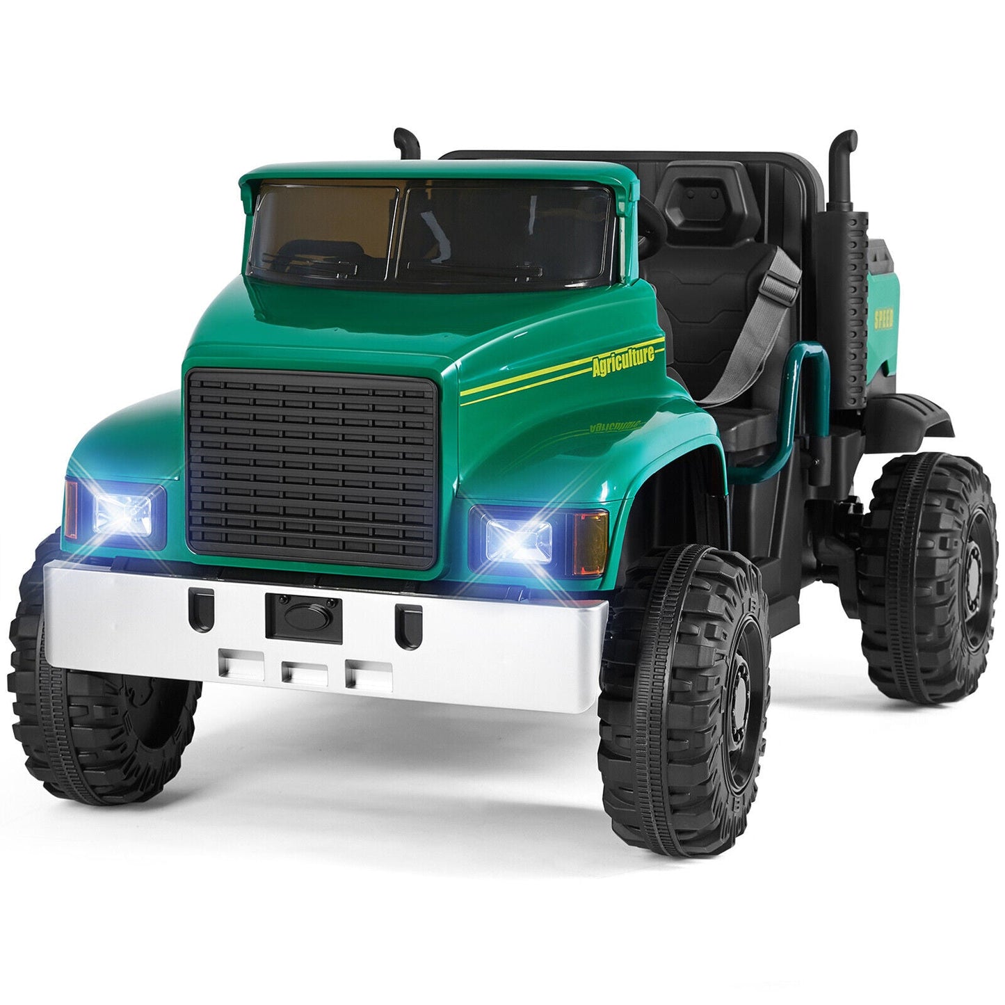 2-Seater Electric Ride-On Tractor with Dump Bed and 3-Speed RC - 24V Battery Powered Toy Car