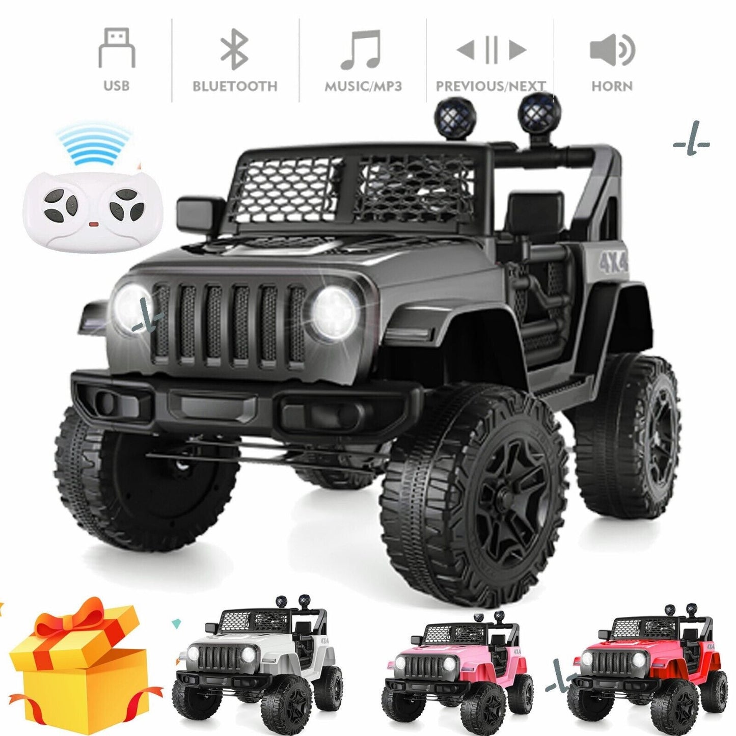 2-Seater 12V Electric Ride-On Car with Remote Control for Kids - Toy Truck with 2.4G Power Wheels