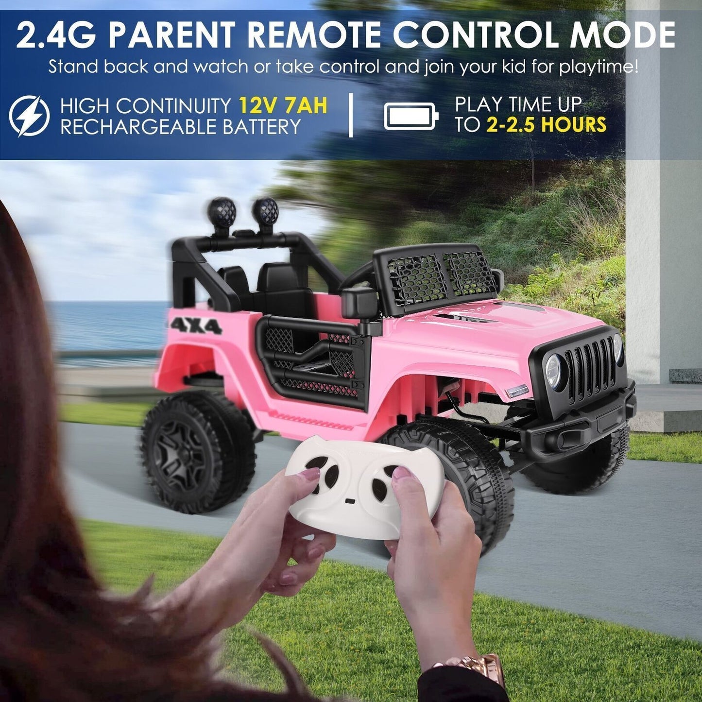 2-Seater Electric Ride-On Truck for Kids with Remote Control - 12V Power Wheels Toy Car