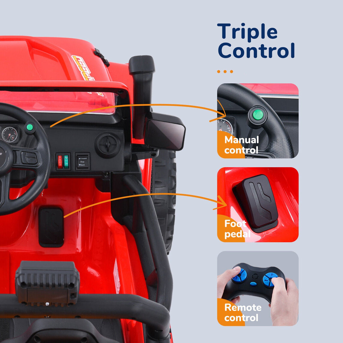 Remote Control Electric Ride-On Truck for Kids with Parent Seat and FM Radio - 12V Power Wheels
