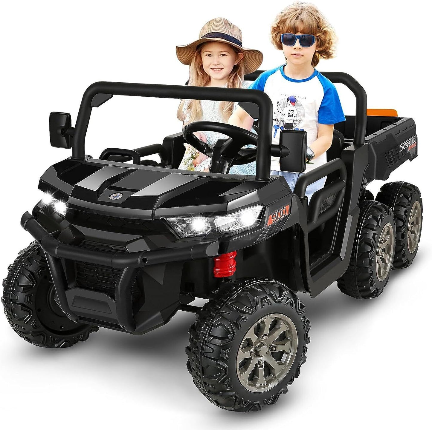 2-Seater Electric Truck Tractor for Kids with Dump Bed and 3 Speeds - 24V