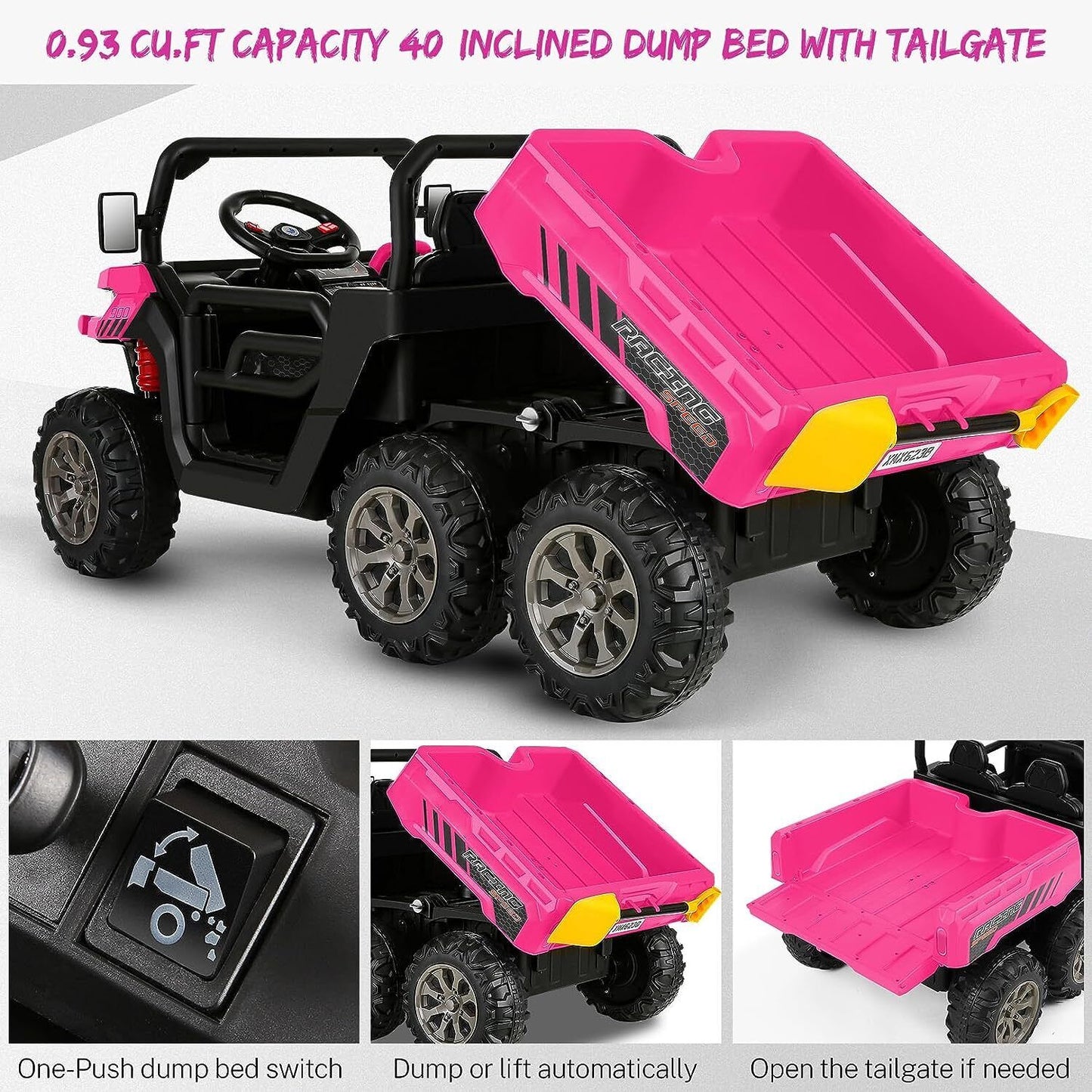 2-Seater Electric Truck Tractor for Kids with Dump Bed and 3 Speeds - 24V