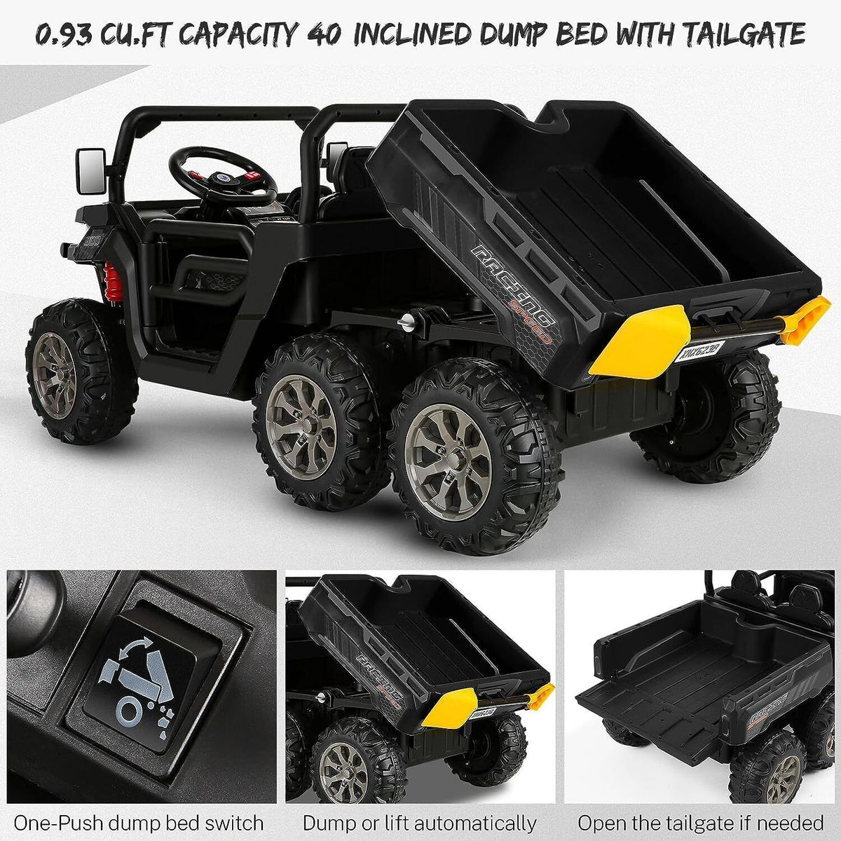 2-Seater Electric Truck Tractor for Kids with Dump Bed and 3 Speeds - 24V