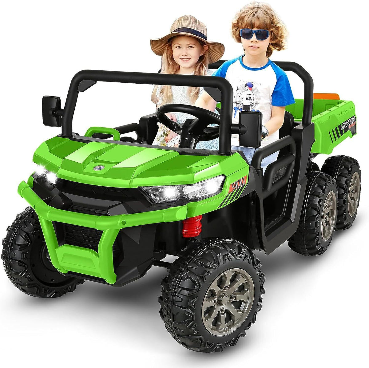 2-Seater Electric Truck Tractor for Kids with Dump Bed and 3 Speeds - 24V