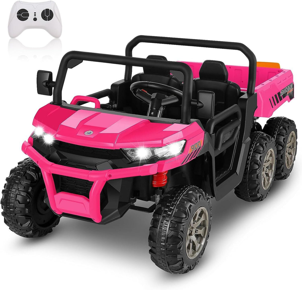 2-Seater Electric Truck Tractor with Dump Bed and Remote Control - 24V