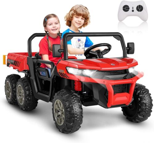 2-Seater Electric Truck Tractor with Dump Bed and Remote Control - 24V