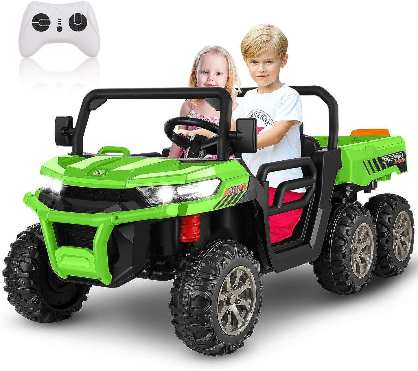 2-Seater Electric Truck Tractor with Dump Bed and Remote Control - 24V