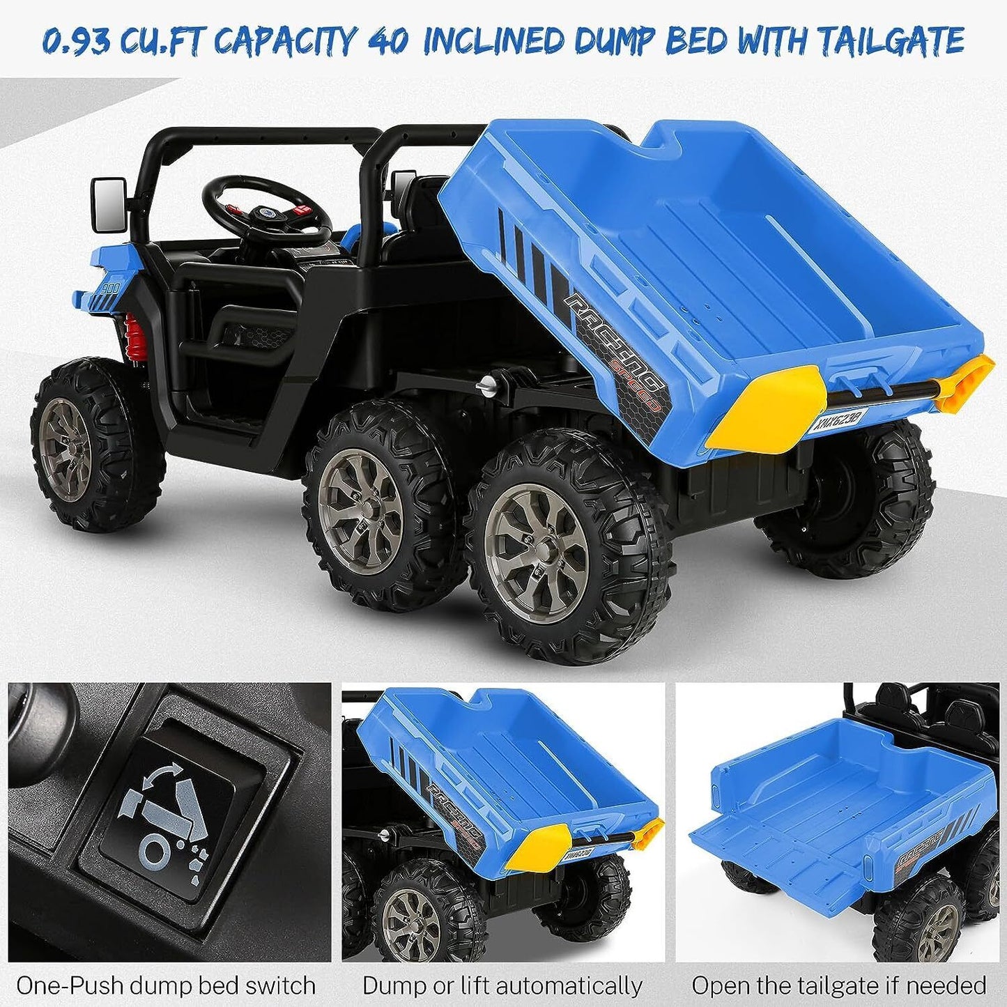 2-Seater Electric Truck Tractor with Dump Bed and Remote Control - 24V