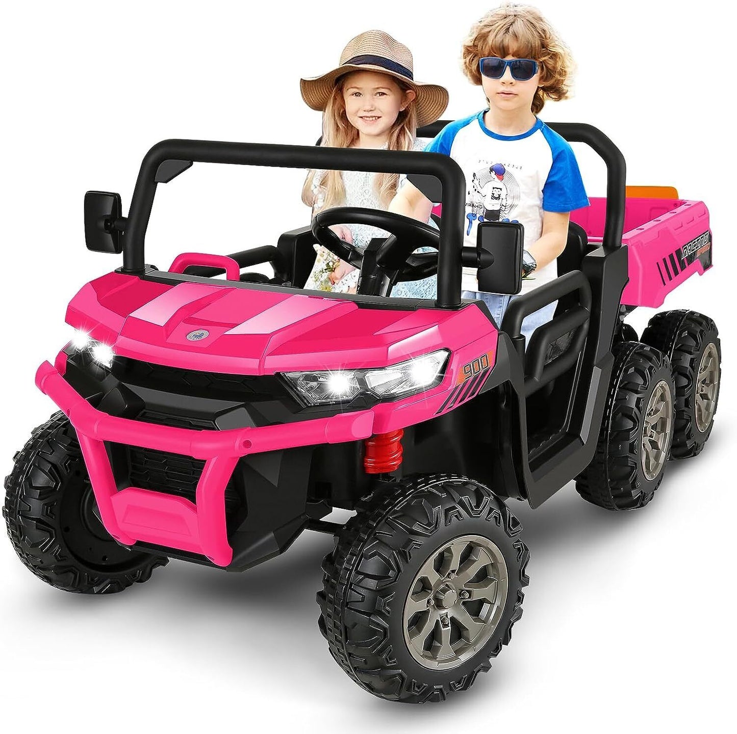 2-Seater Electric Truck Tractor with Dump Bed and Remote Control - 24V