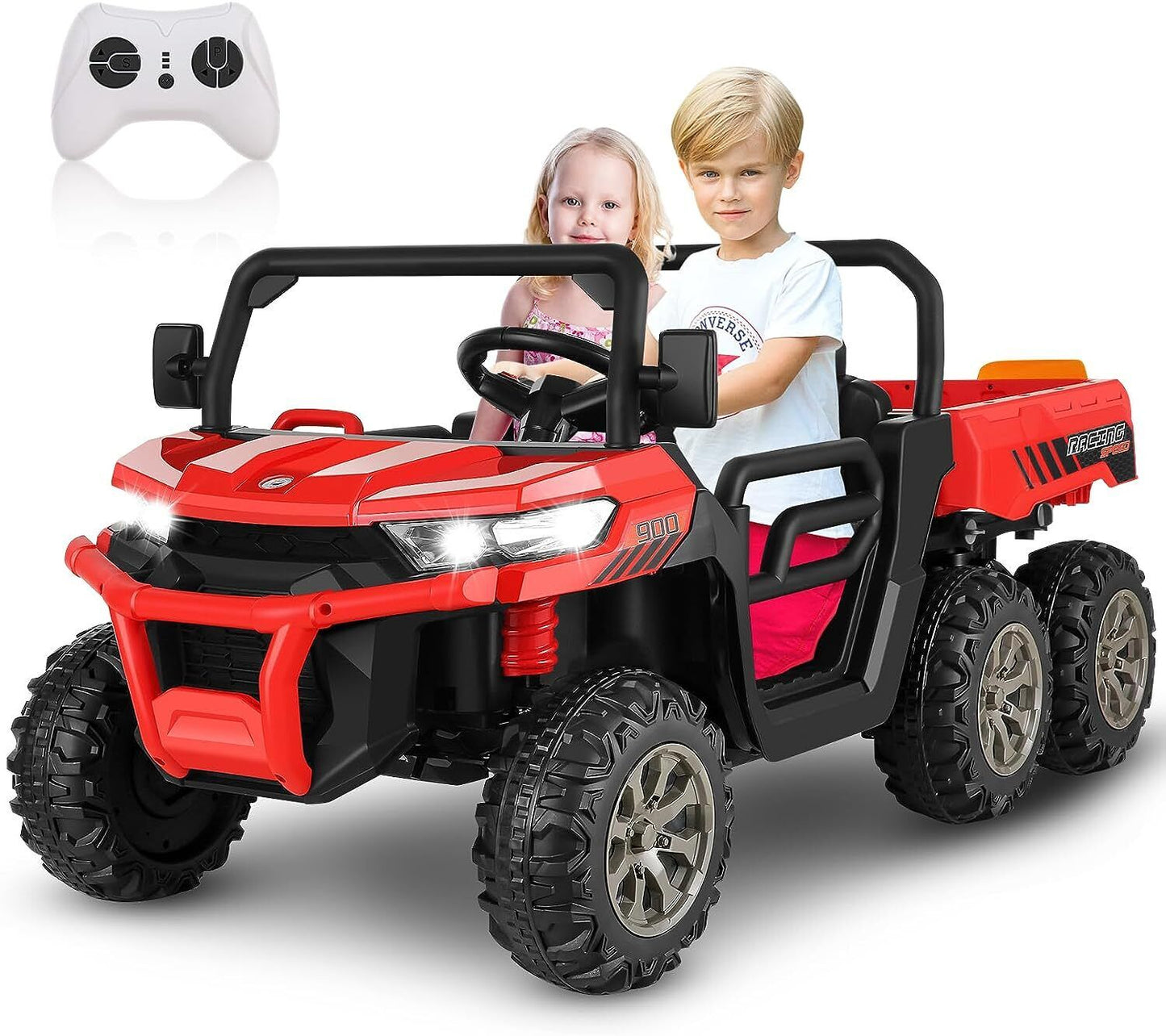 2-Seater Electric Truck Tractor with Dump Bed and Remote Control - 24V