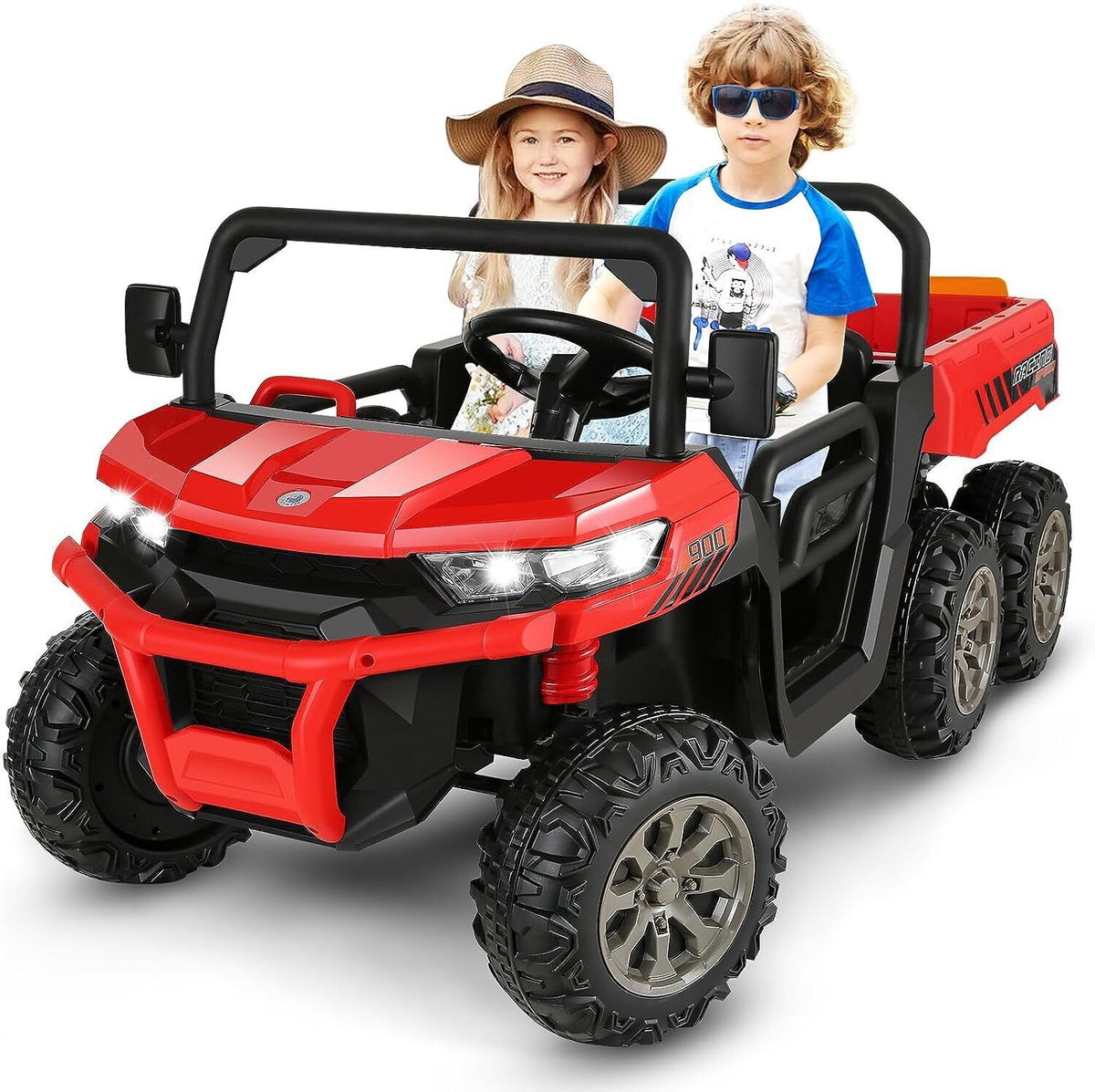 2-Seater Electric Truck Tractor with Dump Bed and Remote Control - 24V