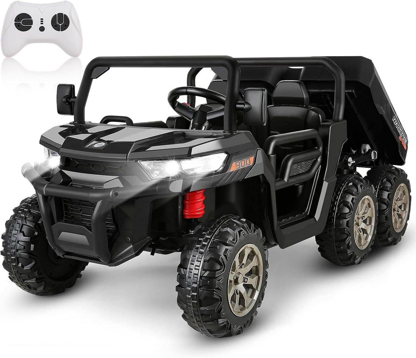 2-Seater Electric Truck Tractor with Dump Bed and Remote Control - 24V
