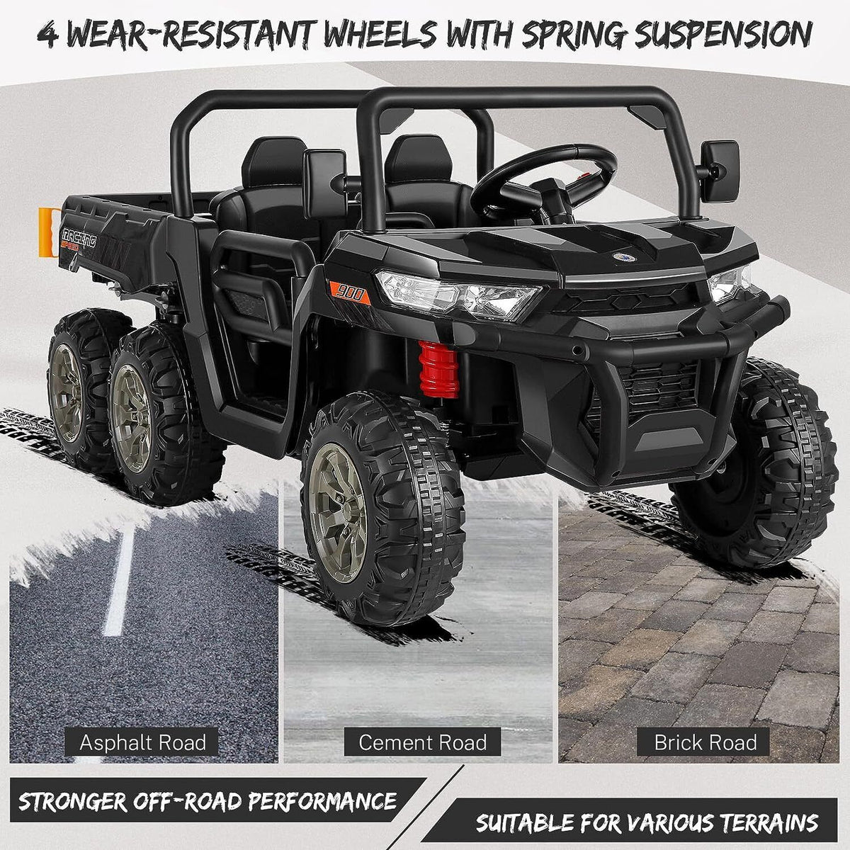 2-Seater Electric Truck Tractor with Dump Bed and Remote Control - 24V