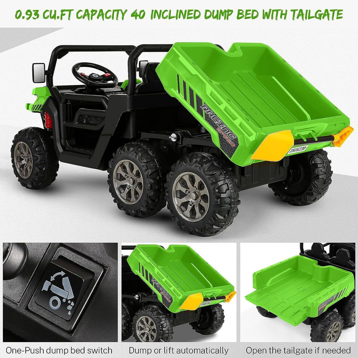 2-Seater Electric Truck Tractor with Dump Bed and Remote Control - 24V