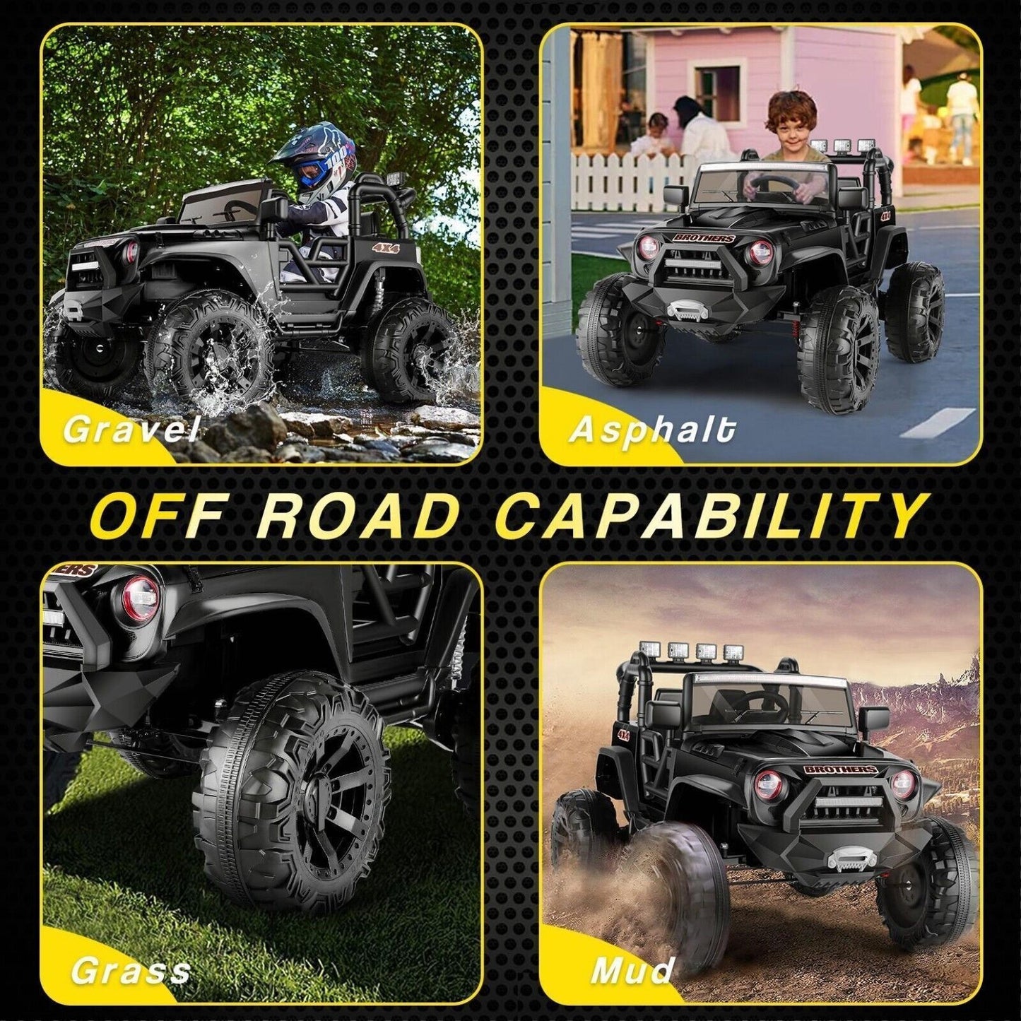 400W Kids Electric Ride On Jeep Truck with Parent Remote, LED Lights, and Music ??
