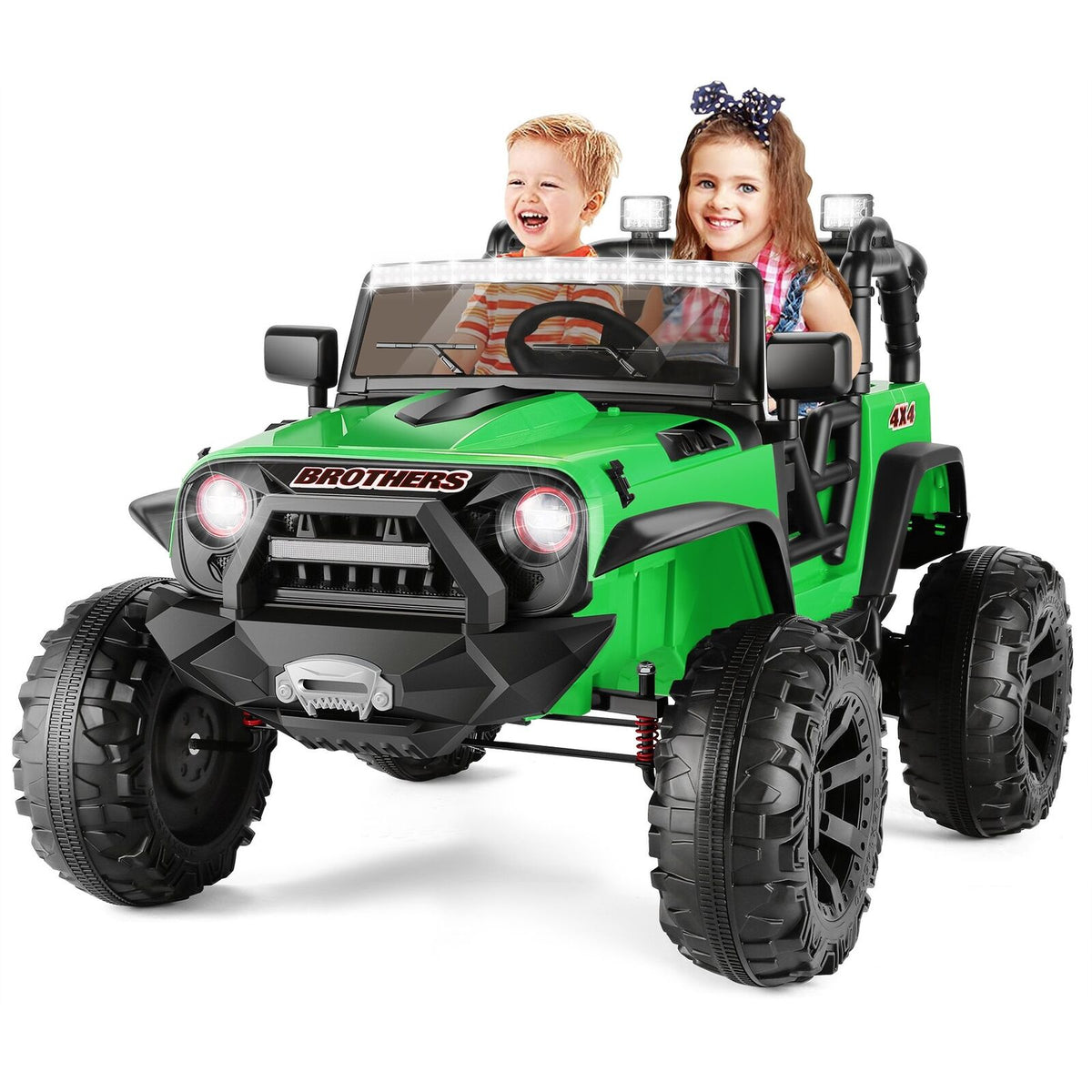 2-Seater Kids Ride on Car Truck with 3 Speeds, LED Lights, and Remote Control - 24V 2x200W