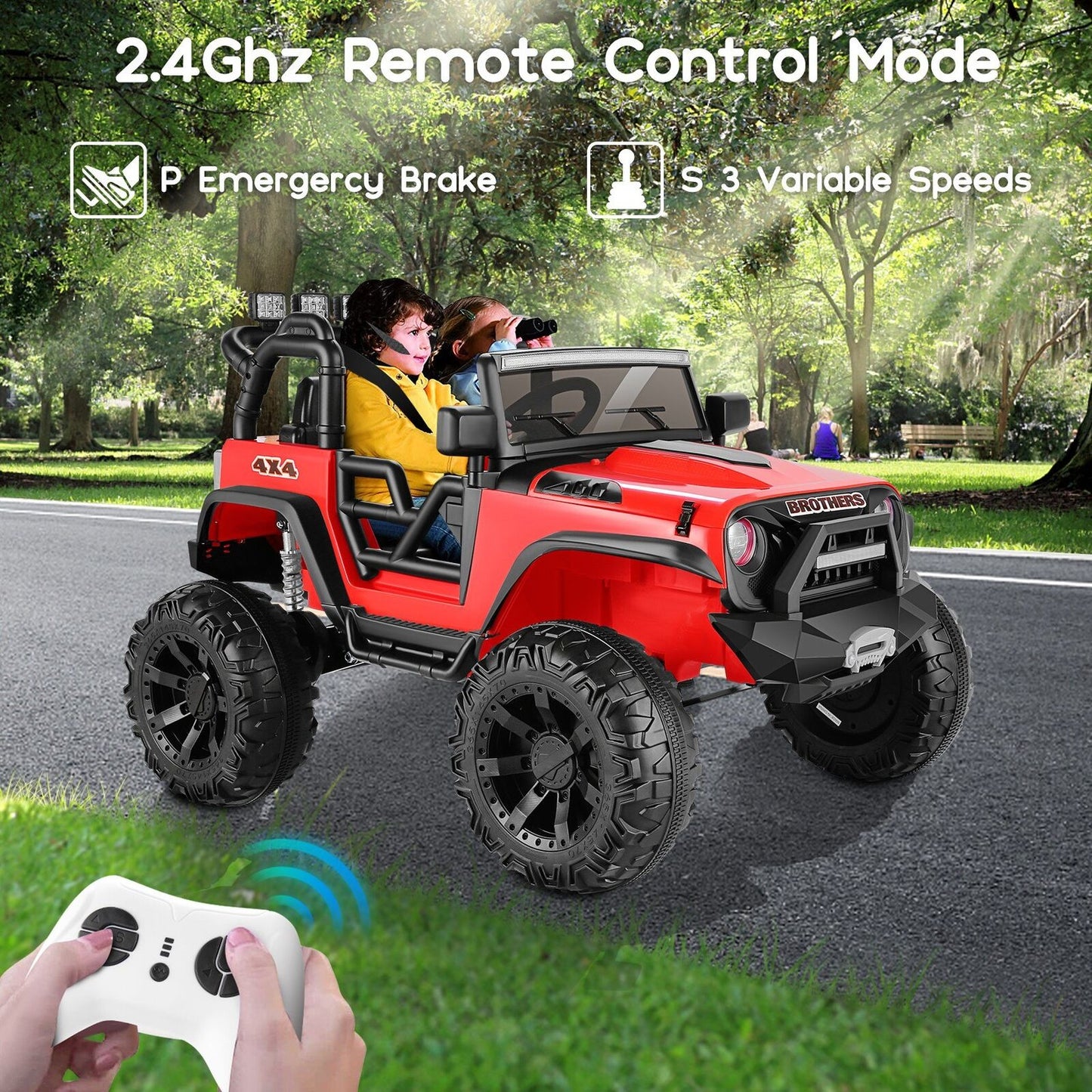 2 Seater Kids Ride On Truck Car with Remote Control - 3 Speeds, 24V Battery, 2*200W Motors - Perfect Gift for Children