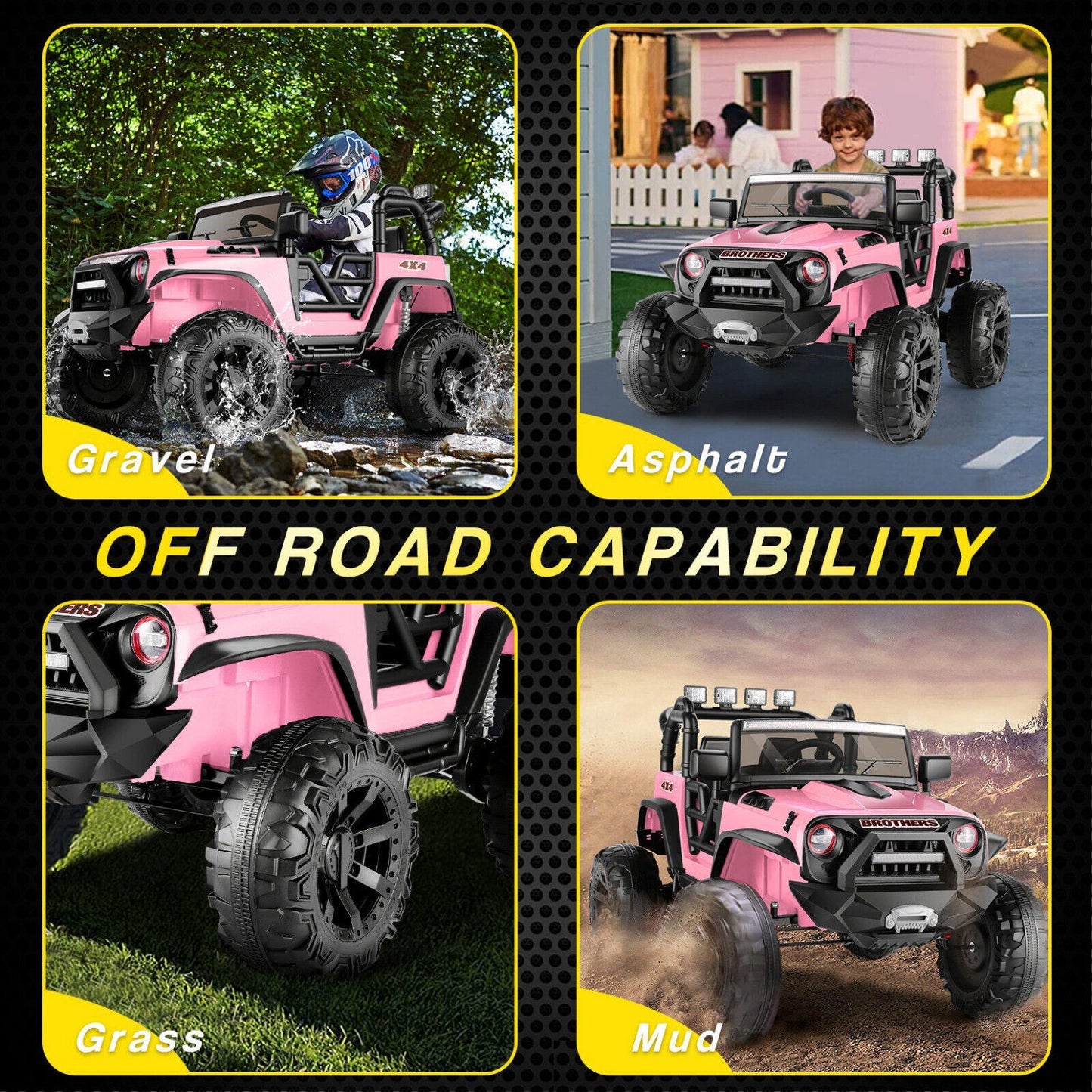 2-Seater Kids Ride on Truck with 3 Speeds, LED Light, and Remote Control - 24V 2x200W