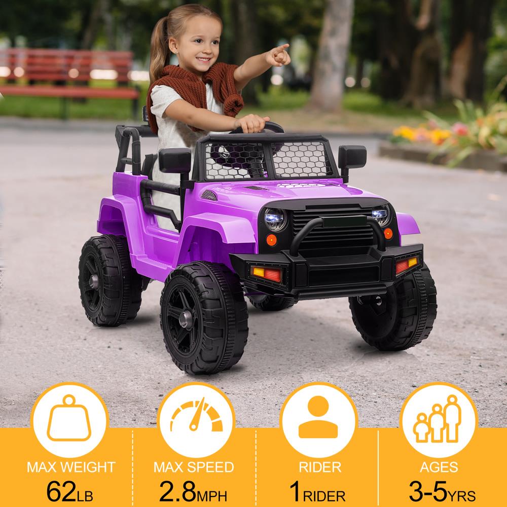 2.4G Remote Control Kids Ride On Car Truck with Light and Music - 12V, 2.8 mph Speed
