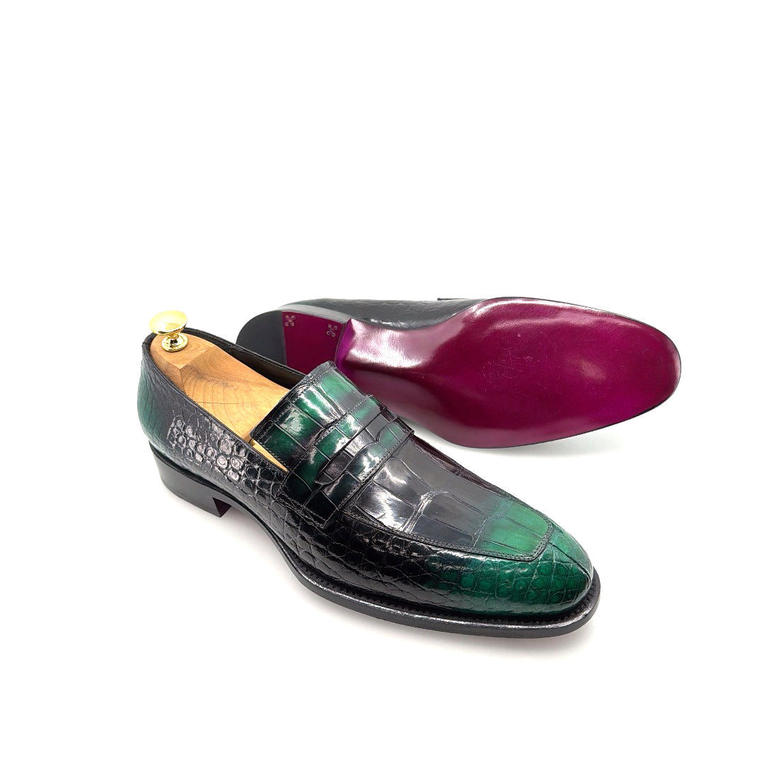 Maurice Mirage Custom Made Alligator Loafer - Green