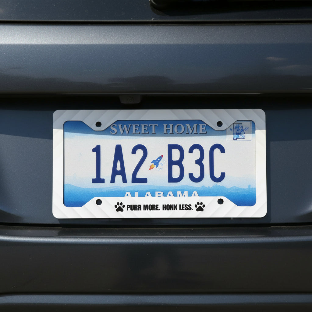Purr More. Honk Less. – Cat Lover License Plate Frame