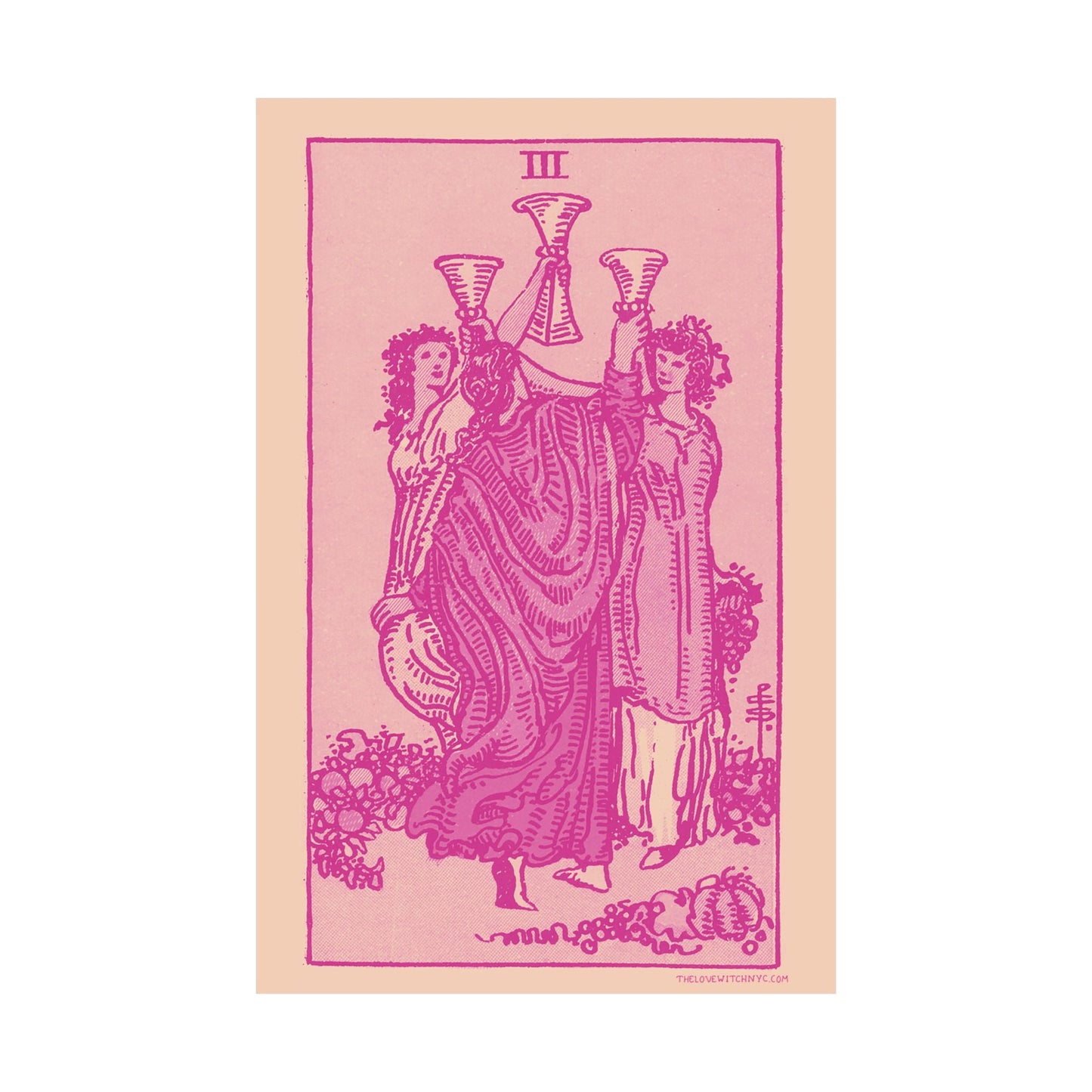 Three of Cups Tarot Card Poster by The Love Witch