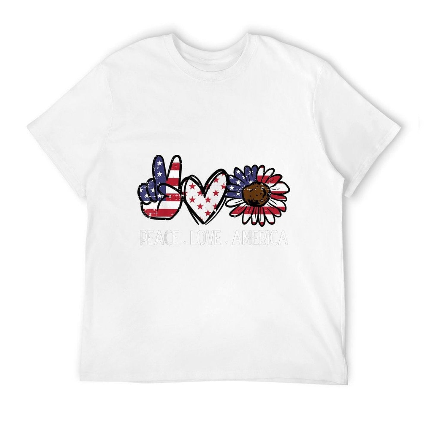 Peace Love America US Fourth Womens 4th Of July Patriot  High-quality Stitching T-Shirt