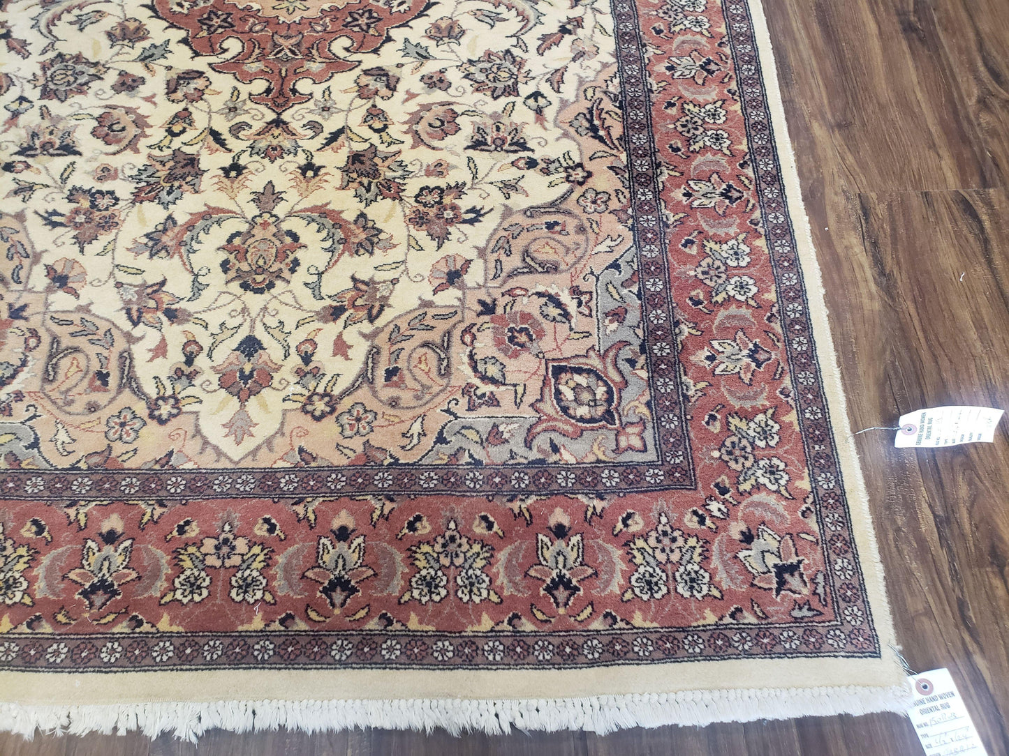 4x6 Handmade Top Quality Pakistani Floral Wool Rug Veg Dyes Carpet Beige Salmon