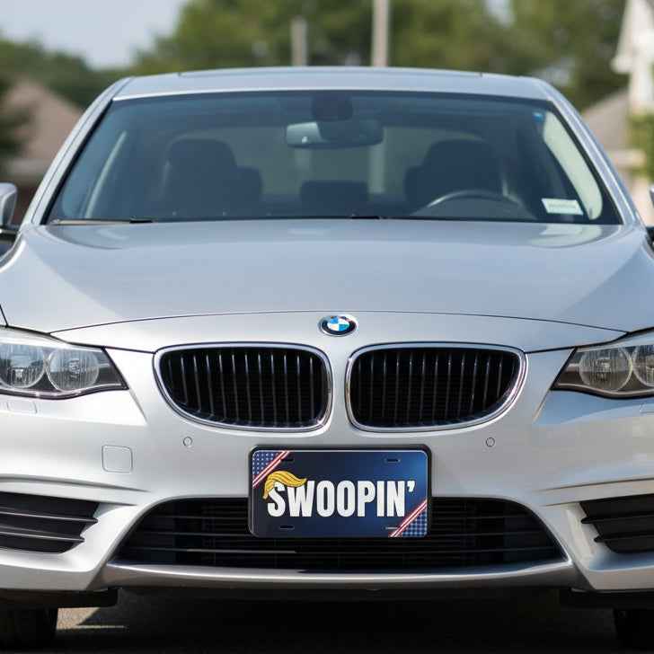 “SWOOPIN’” Political Parody Vanity Plate – Aluminum 12" × 6"