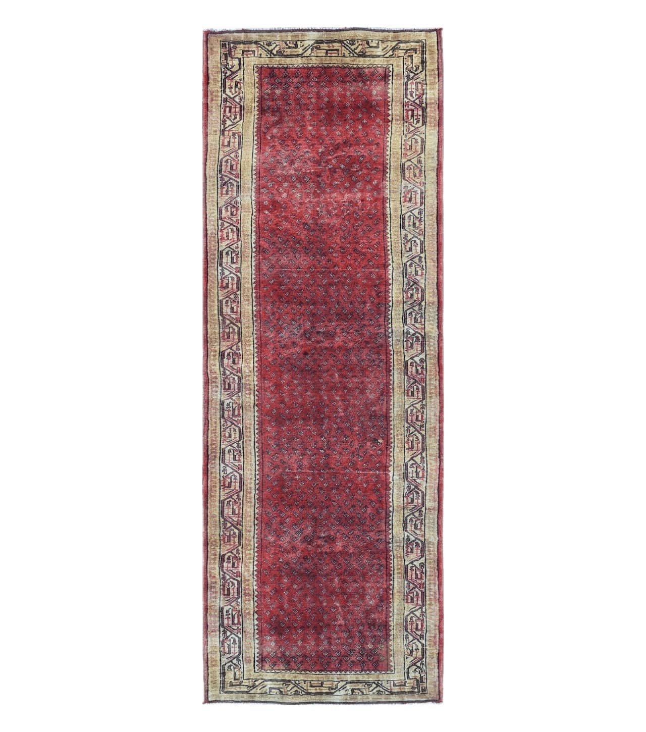3'7"X 10' Antique Handmade India Oriental Paisley Wool Runner Rug Vegy # 31