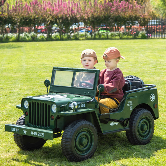 24V Magic Cars Military Willy Jeep 3 Seater Electric Ride on