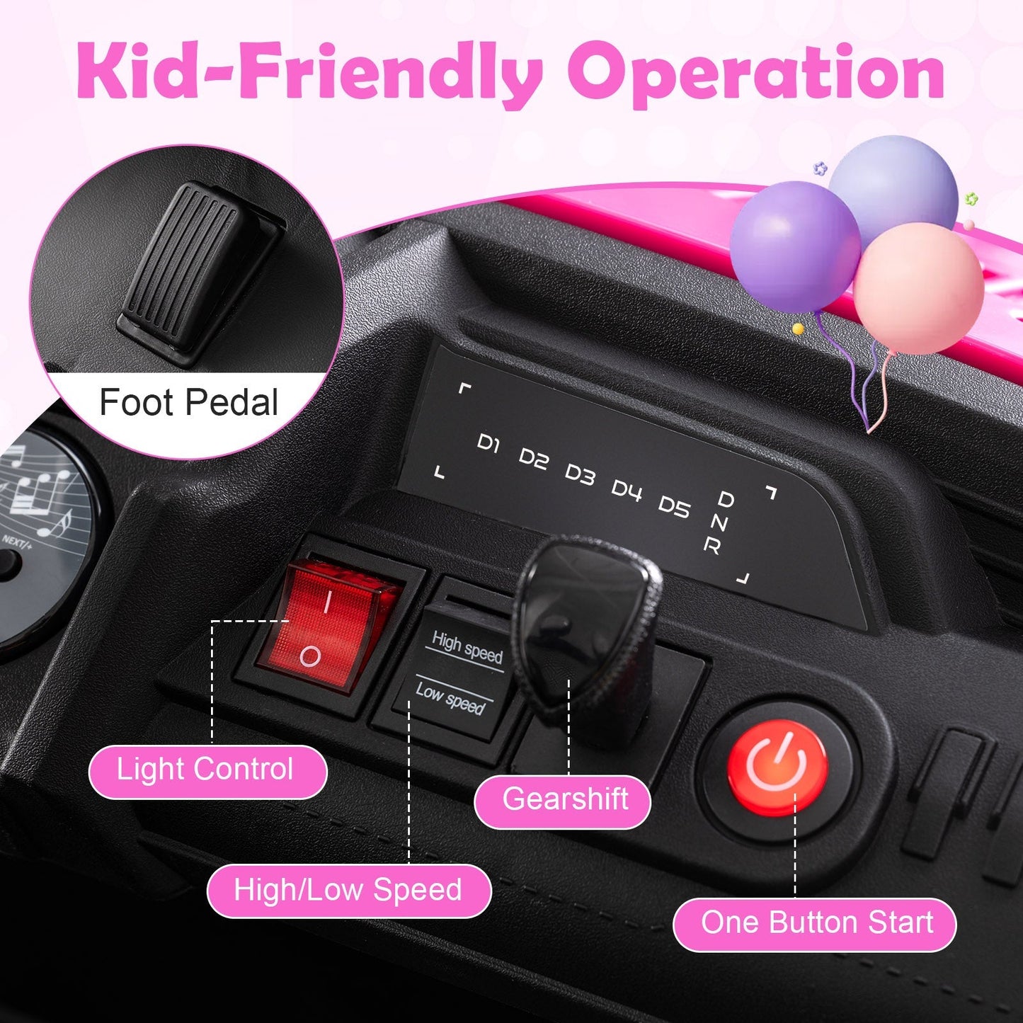 24V Ride on Toy for Kids 2 Seater Ride on Truck Car with Horn Music Story