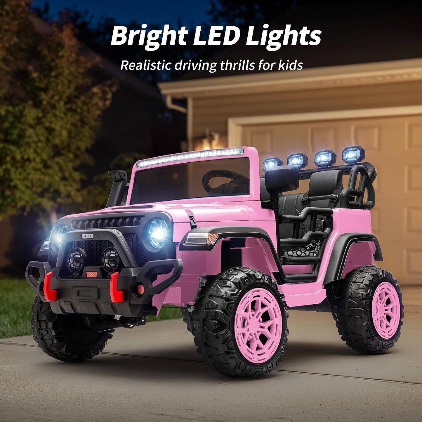 Electric 24V Kids Ride on Truck Car Jeep with MP3 Player, LED Lights, and Remote Control - 2 Seats