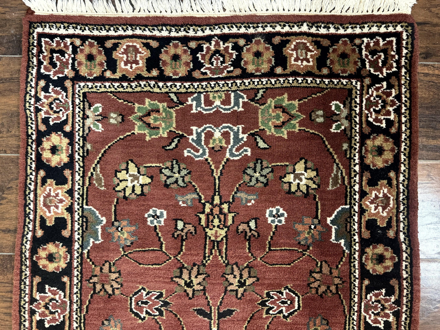 Indo Persian Sarouk Runner Rug 2.8 x 20 ft Runner for Hallway, Long Runner Rug, Handmade