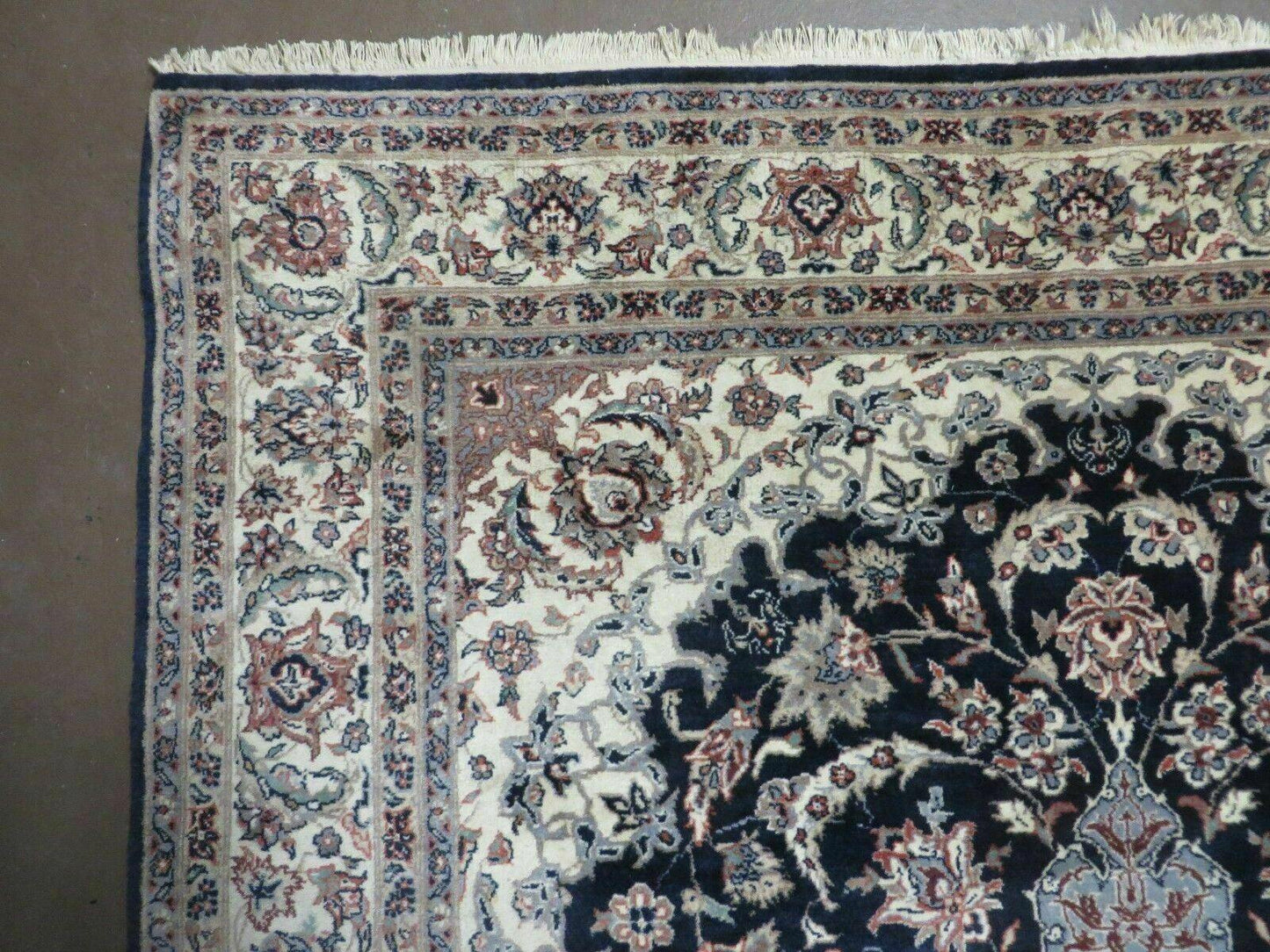 4' X 7' Vintage Handmade India Wool Silk Accent Rug Hand Knotted Black Organic