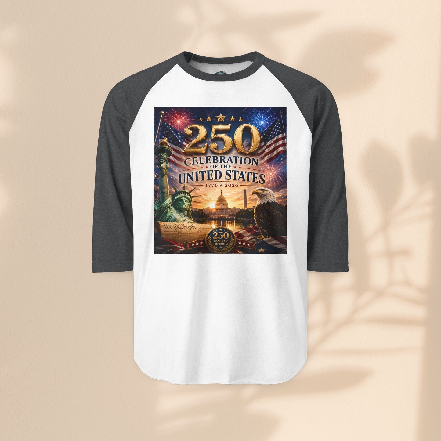 250th United States Celebration Raglan Shirt — Liberty Fireworks Anniversary Tee