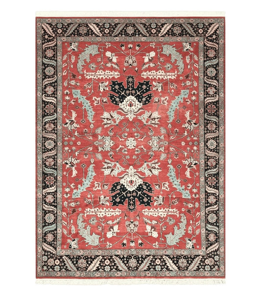 10' X 14' Vintage Hand Made Turkish Wool Rug Carpet Red Black Hand Knotted Nice