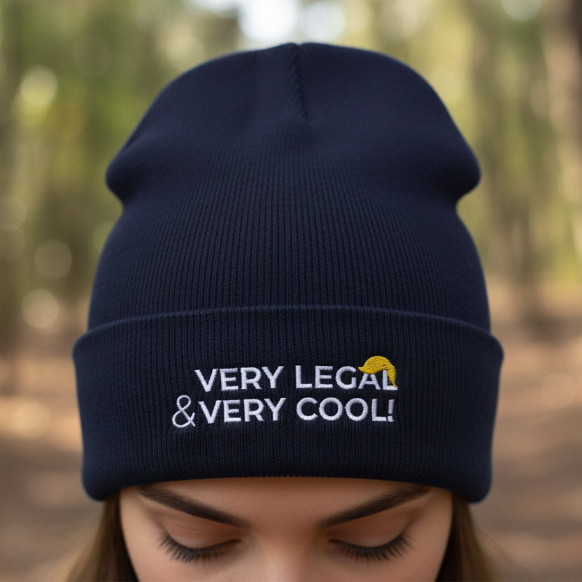Very Legal & Very Cool Embroidered Knit Beanie – Political Parody Winter Hat