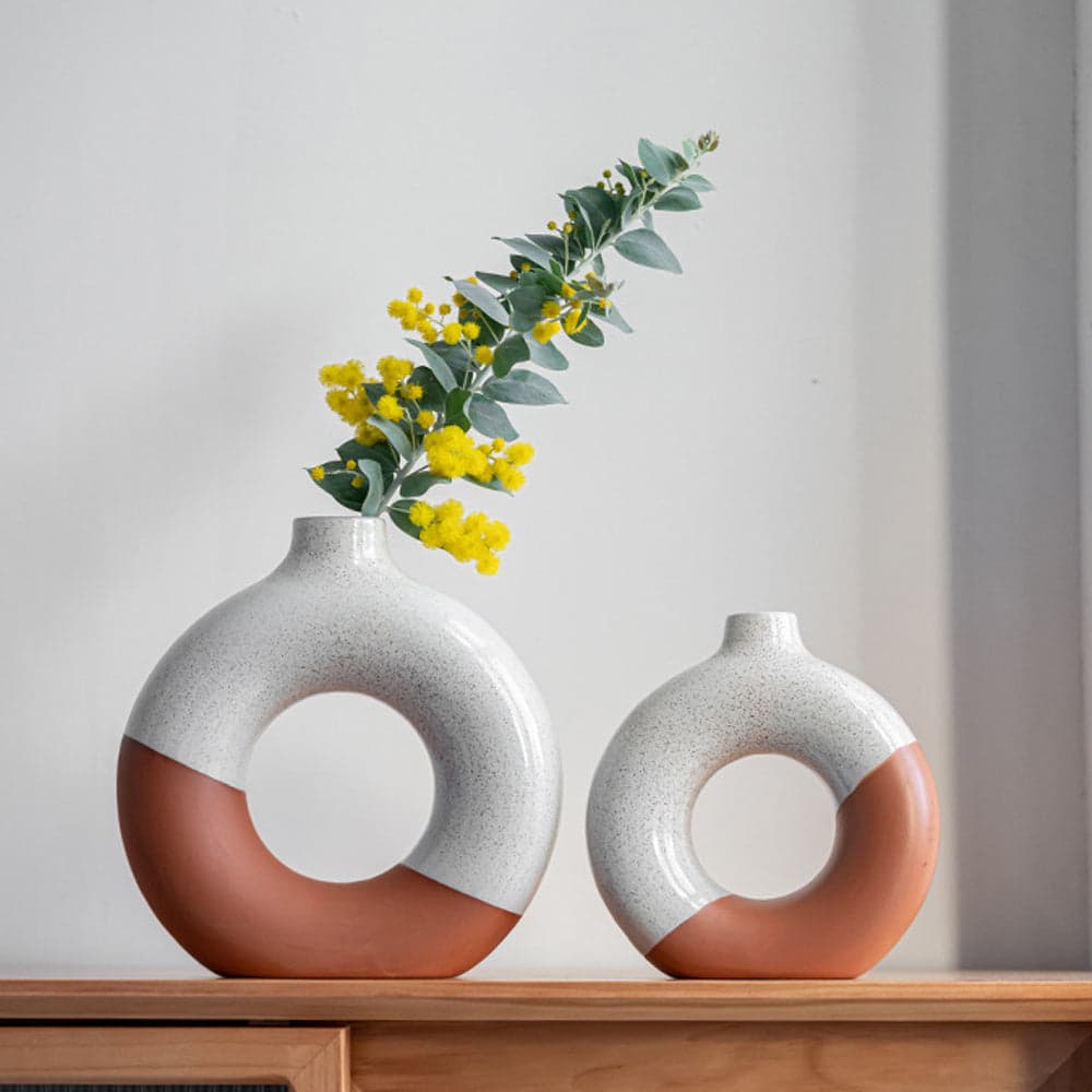 Laterite Half Glazed Round Ceramic Vase Office Desktop Soft Board Room Window