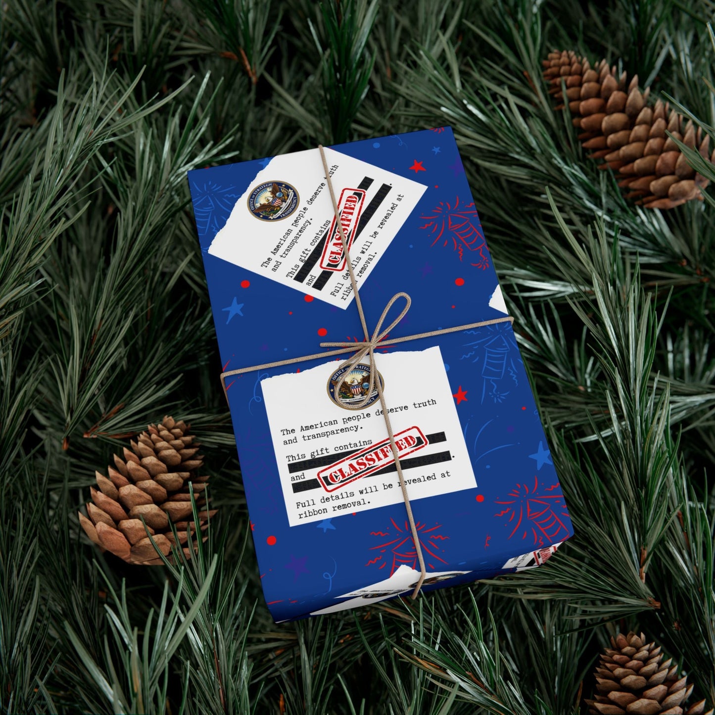 Classified Documents All-Occasion Gift Wrap – Redacted Files Political Satire Wrapping Paper