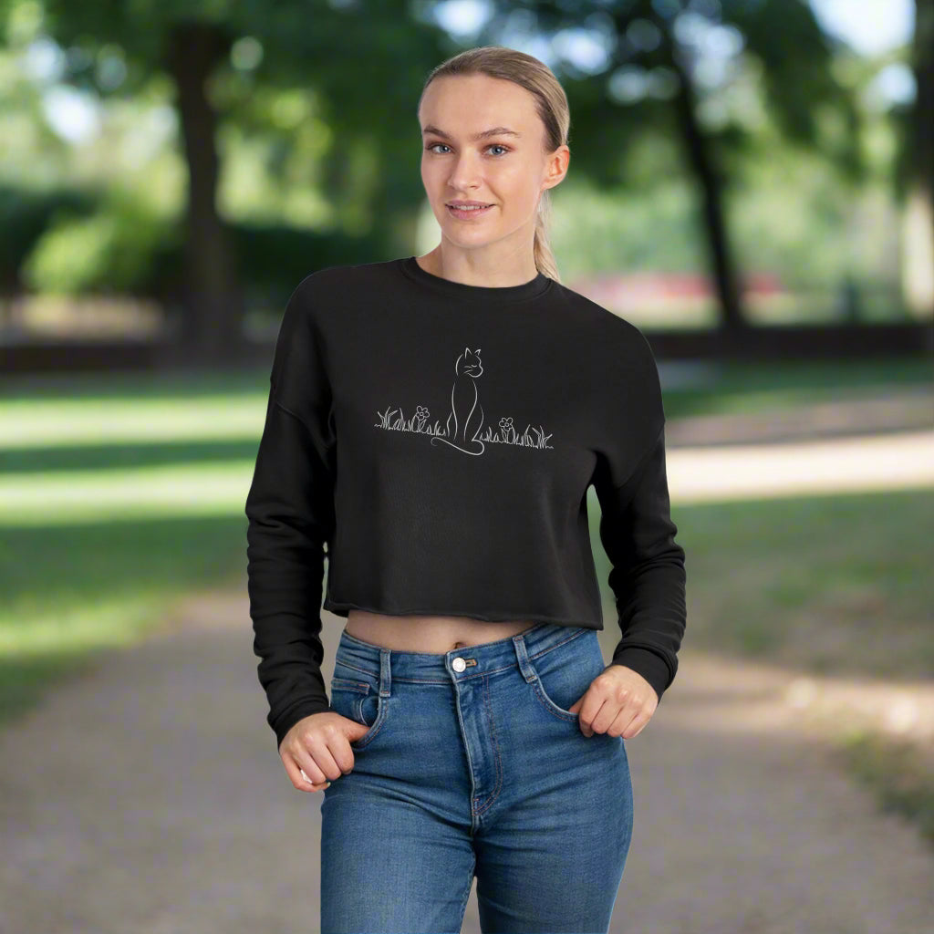 Trendy Cat Lover Women's Cropped Sweatshirt
