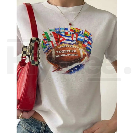 "Together We Are America" Football Graphic Tee – Latinos Valentine's Gift