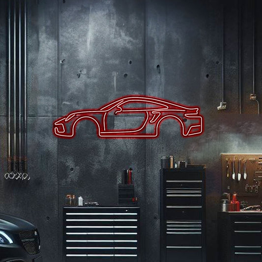 911 Turbo Model S Metal Neon Car Wall Art - MTN0042