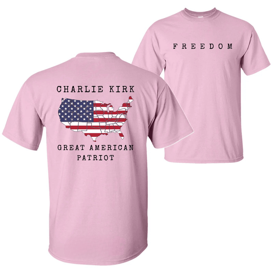 Charlie Kirk Freedom & Patriotism Graphic T-Shirt – 2-Sided Design