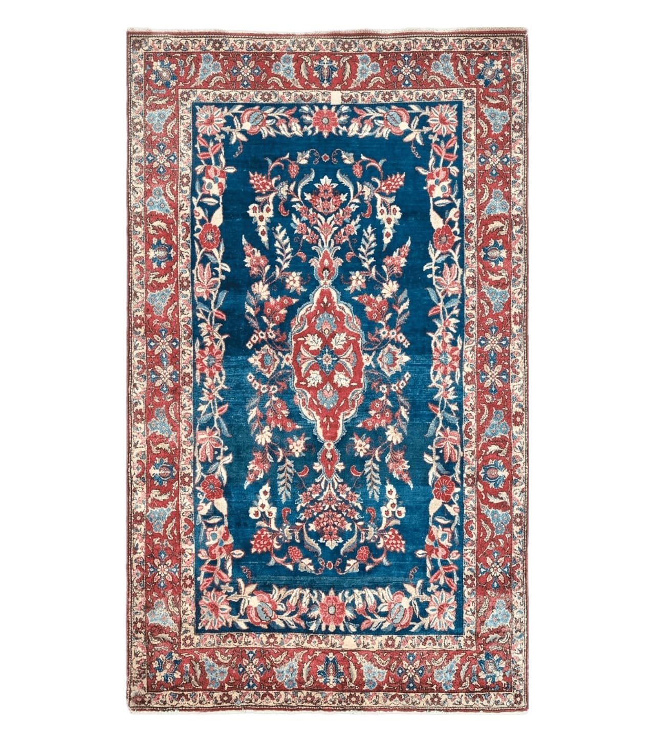 4' X 7' Vintage Handmade Turkish Wool Rug Flowers Birds Tree Of Life Blue Red