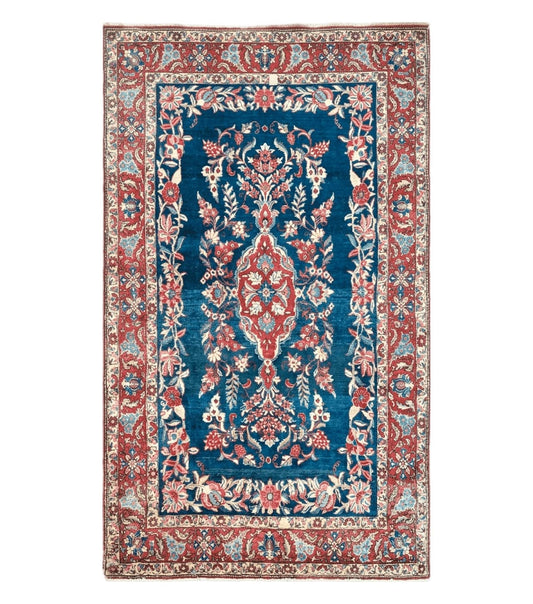 4' X 7' Vintage Handmade Turkish Wool Rug Flowers Birds Tree Of Life Blue Red