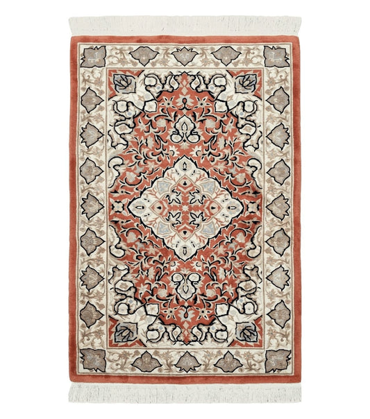 3x5 Red Chinese Plush Rug, Hand Knotted Soft Wool Carpet, Medallion Rug, Fine Vintage Rug, 120 Line, Small Area Rug