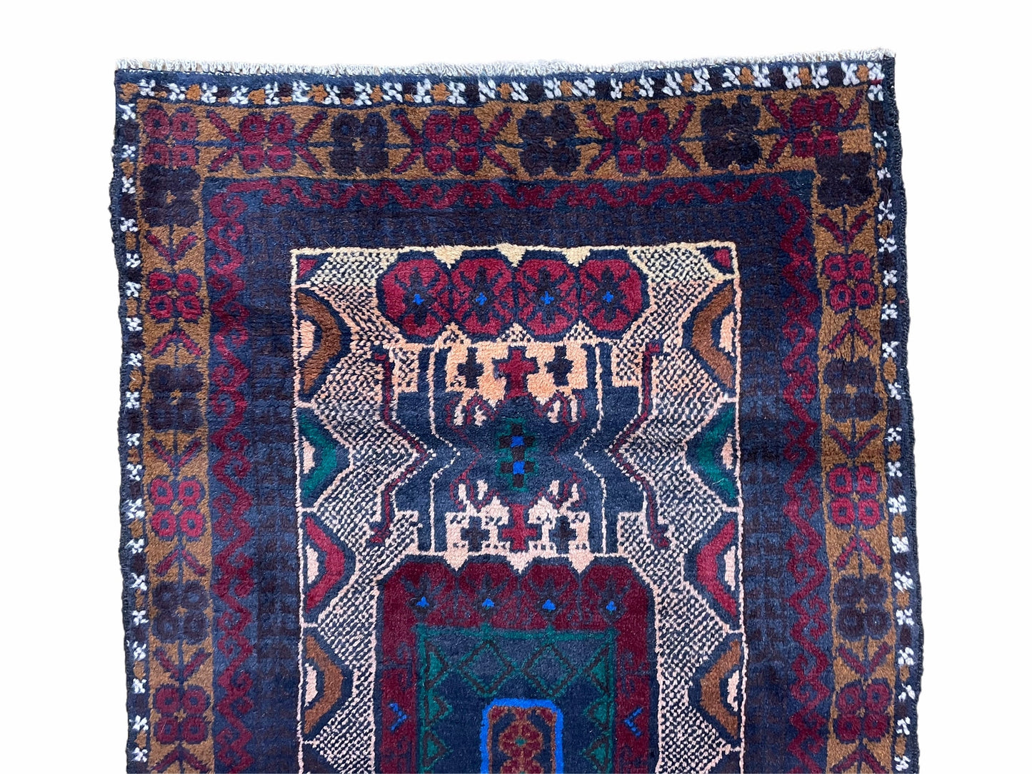3 X 5 Vintage Handmade Tribal Wool Rug Balouchi Rug Afghan Rug Red Beige Nice