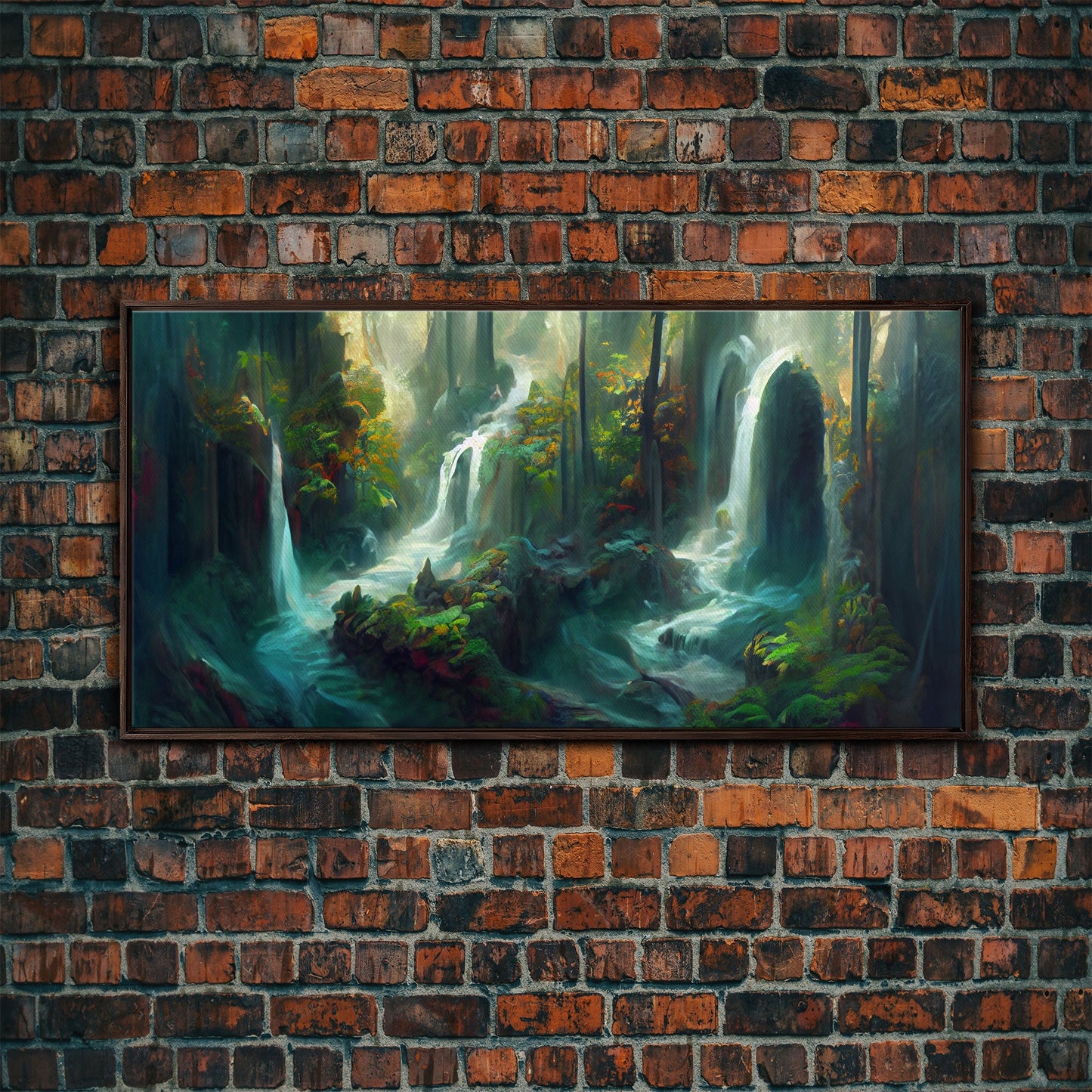 Waterfall wall art, canvas print, giclee, fantasy wall art, water color, nature wall decor, water landscape art, serenity art